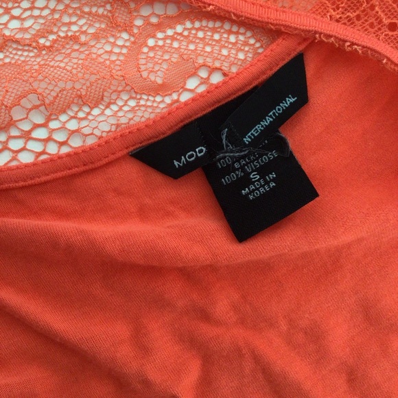 MODA INTERNATIONAL FOR VICTORIAS SECRET SHEER ORANGE LACE SLEEVELESS TOP SMALL - Picture 7 of 11
